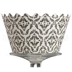 Damask Charcoal Reusable Cupcake Wrappers 12pcs