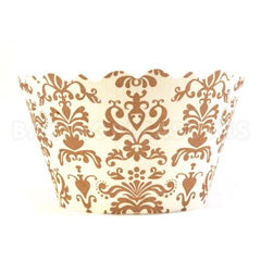 Damask Gold/White Cupcake Wrappers 12pcs