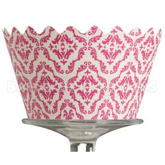 Damask Magenta Reusable Cupcake Wrappers 12pcs