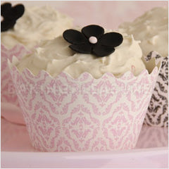 Damask Pale Pink Reusable Cupcake Wrappers 12pcs