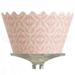 Damask Pale Pink Reusable Cupcake Wrappers 12pcs