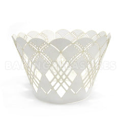 Diamond Pearl Off White Lace Cupcake Wrappers 12pcs