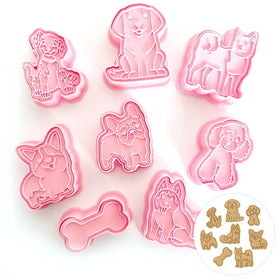 Dogs Cookie Cutter Embosser 8pcs