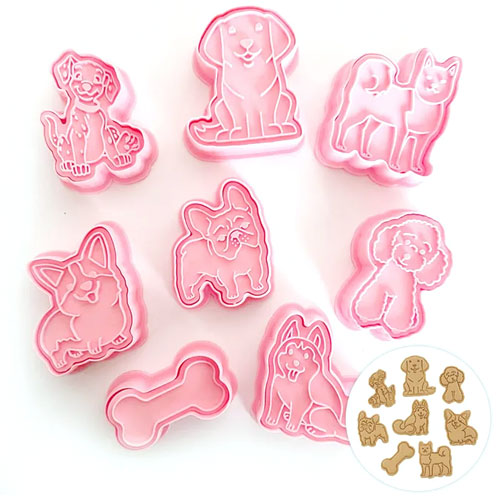 Dogs Cookie Cutter Embosser 8pcs