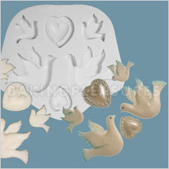 FPC Sugarcraft Doves & Hearts Silicone Mould