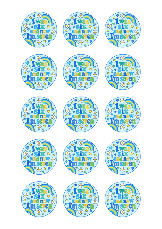 I Was Six Now I'm Seven Boys 15 edible toppers full sheet uncropped