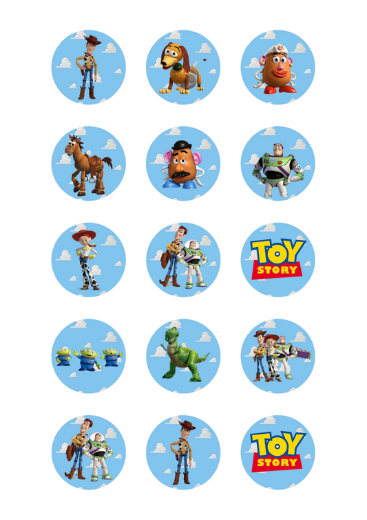 Toy Story Friends 15 edible toppers full sheet uncropped all 15 designs visible