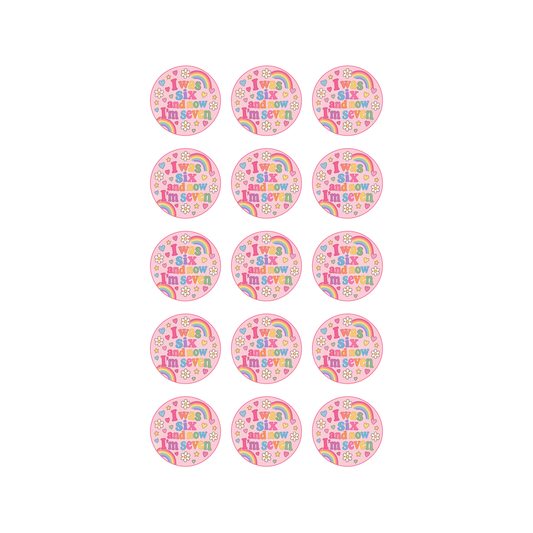 I Was Six Now I'm Seven 15 edible toppers full sheet uncropped all designs visible