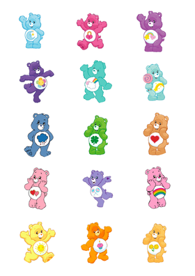 Care Bears Rainbow 15 edible cupcake cookie toppers A4 print sheet