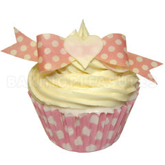 Edible Baby Pink Polka Dot Bows 10pcs