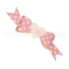 Edible Baby Pink Polka Dot Bows 10pcs