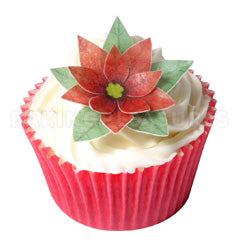 Edible Wafer Christmas 3D Poinsettia Flower 6pcs