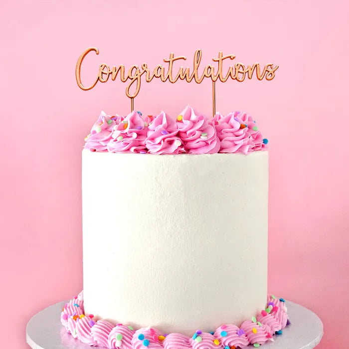 Congratulations Rose Gold Metal Cake Topper