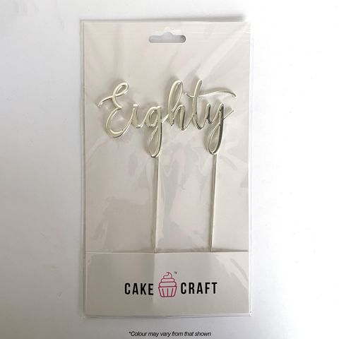 CAKE CRAFT | METAL TOPPER | EIGHTY NUMBER 80 |  SILVER