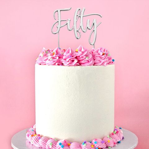 CAKE CRAFT | METAL TOPPER | FIFTY NUMBER 50 | SILVER