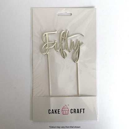 CAKE CRAFT | METAL TOPPER | FIFTY NUMBER 50 | SILVER