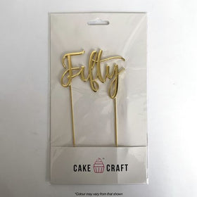 CAKE CRAFT | METAL TOPPER | FIFTY NUMBER 50 | GOLD