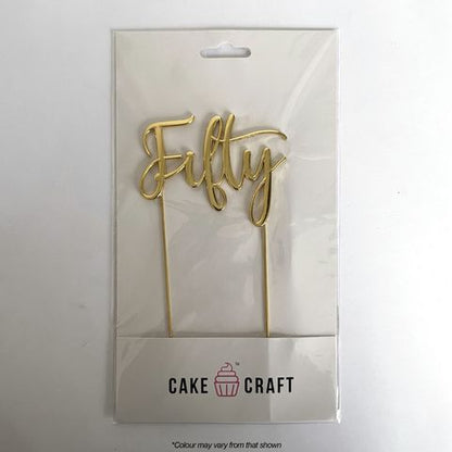 CAKE CRAFT | METAL TOPPER | FIFTY NUMBER 50 | GOLD