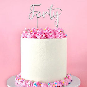 CAKE CRAFT | METAL TOPPER | FORTY NUMBER 40 | SILVER