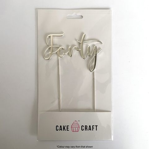 CAKE CRAFT | METAL TOPPER | FORTY NUMBER 40 | SILVER