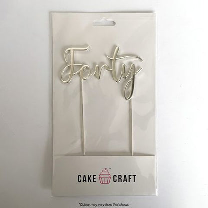 CAKE CRAFT | METAL TOPPER | FORTY NUMBER 40 | SILVER