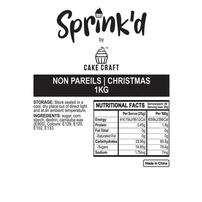 BULK Sprinkd Christmas Nonpareils Sprinkles 1kg