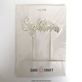 CAKE CRAFT | METAL TOPPER | EIGHTEEN NUMBER 18 | SILVER | 12CM