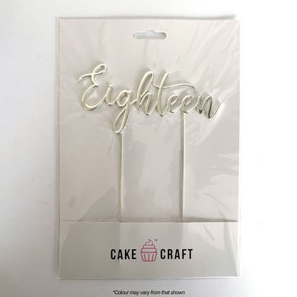 CAKE CRAFT | METAL TOPPER | EIGHTEEN NUMBER 18 | SILVER | 12CM