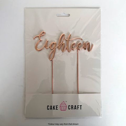CAKE CRAFT | METAL TOPPER | EIGHTEEN NUMBER 18 | ROSE GOLD | 12CM
