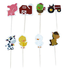 Farm Animals Paper Cupcake Picks 24pcs