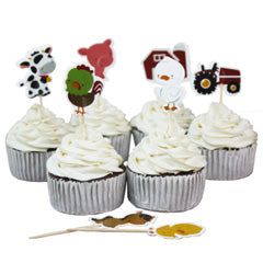 Farm Animals Paper Cupcake Picks 24pcs