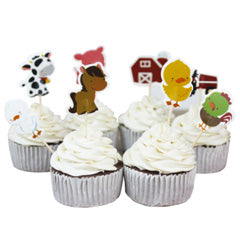 Farm Animals Paper Cupcake Picks 24pcs