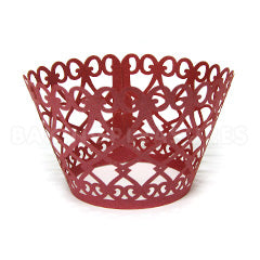 Filigree Pearl Red Lace Cupcake Wrappers 12pcs