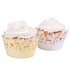 Flora White/Ivory Reversible Cupcake Wrappers 12pcs