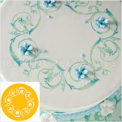 Flower Scroll Cake Top Stencil