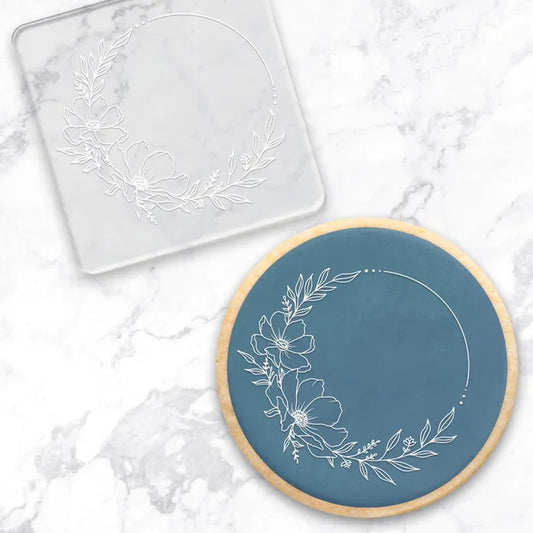 Floral Round Frame | Cookie Debosser Stamp