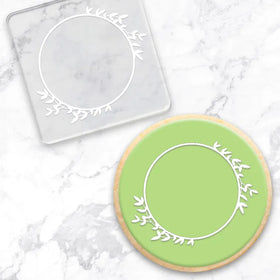 Circle With Leaves Floral Wreath | Cookie Debosser Stamp