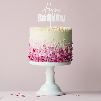 FUN Happy Birthday Cake Topper - WHITE