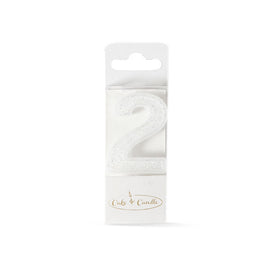 Mini Glitter Candle WHITE - Number 2