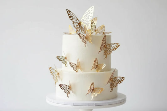 Cake Cupcake Toppers |  Gold Butterfly Laser Cut Card stock Medium (6 Pack)