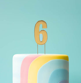 BOLD  Cake Topper (7cm) - GOLD NUMBER 6