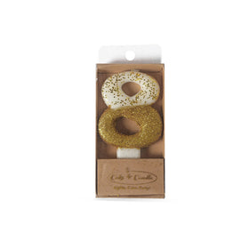 8cm GOLD Glitter Dipped Candle - NUMBER 8