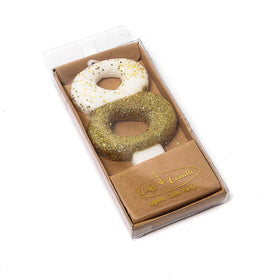 8cm GOLD Glitter Dipped Candle - NUMBER 8
