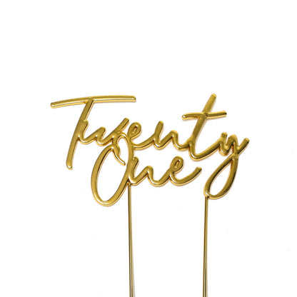 GOLD Plated Cake Topper - TWENTY ONE 21