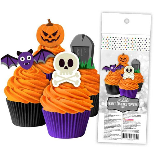 Halloween Edible Wafer Cupcake Toppers 16pcs