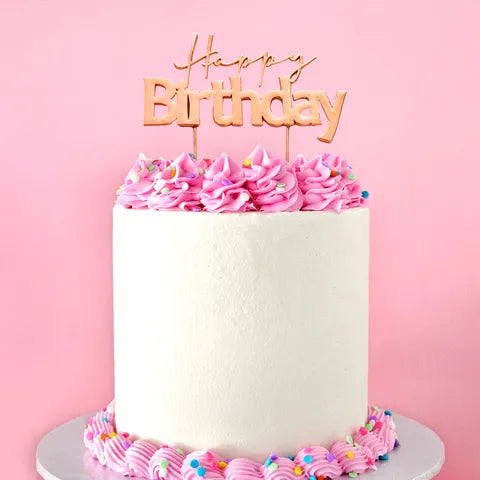 CAKE CRAFT | METAL TOPPER | HAPPY BIRTHDAY STYLE #1 | ROSE GOLD | 12CMx7CM