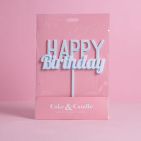 Milkshake Happy Birthday Pastel Blue Bubblegum Cake Topper