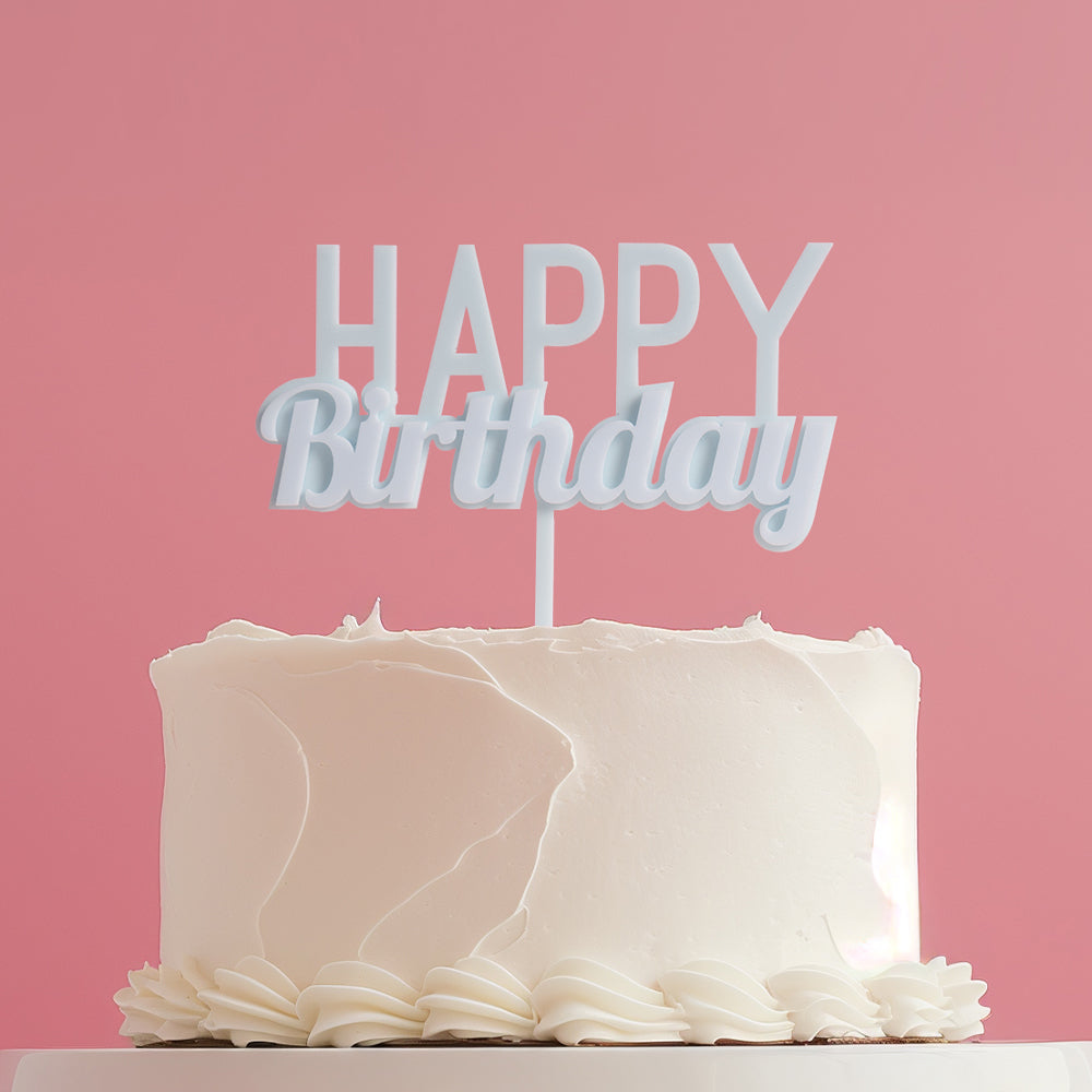 Milkshake Happy Birthday Pastel Blue Bubblegum Cake Topper