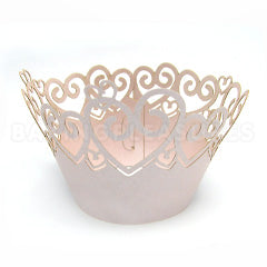 Heart D2 Pearl Pink Lace Cupcake Wrappers 12pcs