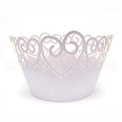 Heart Pearl Light Purple Lace Cupcake Wrappers 12pcs
